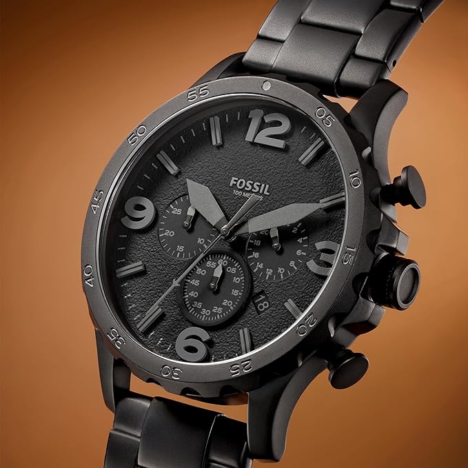 Fossil Nate Chronograph Analog Black Dial Grey Band Men's Watch