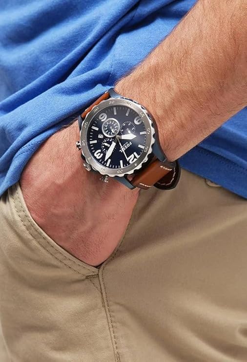 Fossil Analog Nate Chronograph Navy Blue Dial Men's Watch