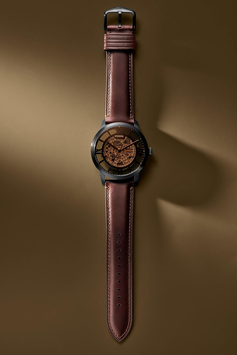 Fossil Men Leather Townsman Analog Black Dial Watch-Me3155, Brown, Free Size, Band Color-Brown