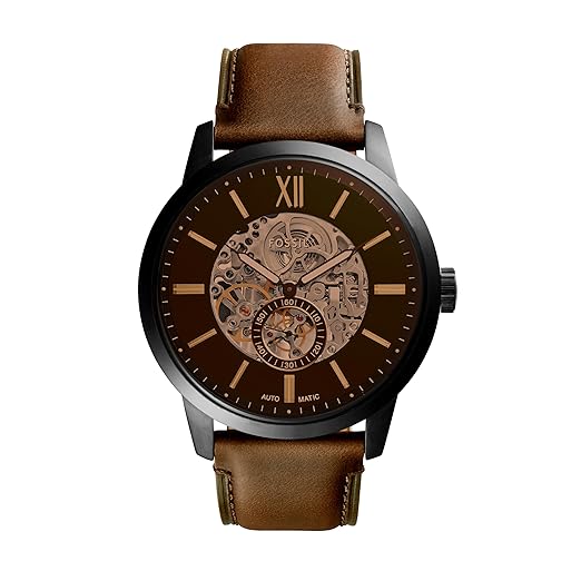 Fossil Men Leather Townsman Analog Black Dial Watch-Me3155, Brown, Free Size, Band Color-Brown