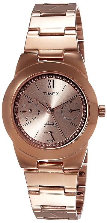 Timex Stainless Steel Analog Brown Dial Women's Watch-Tw000J106, Band Color:Rose Gold