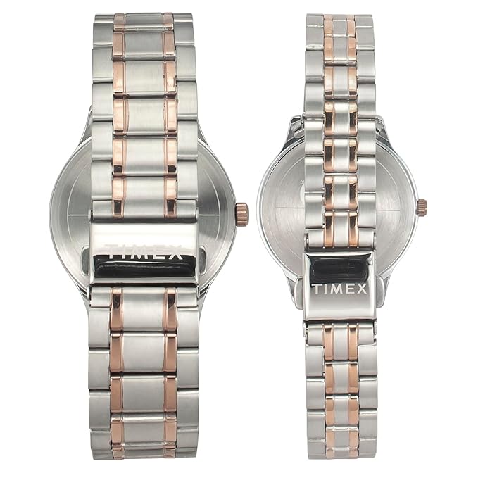 TIMEX Empera Round 43mm Silver Dial Analog Pair Watch