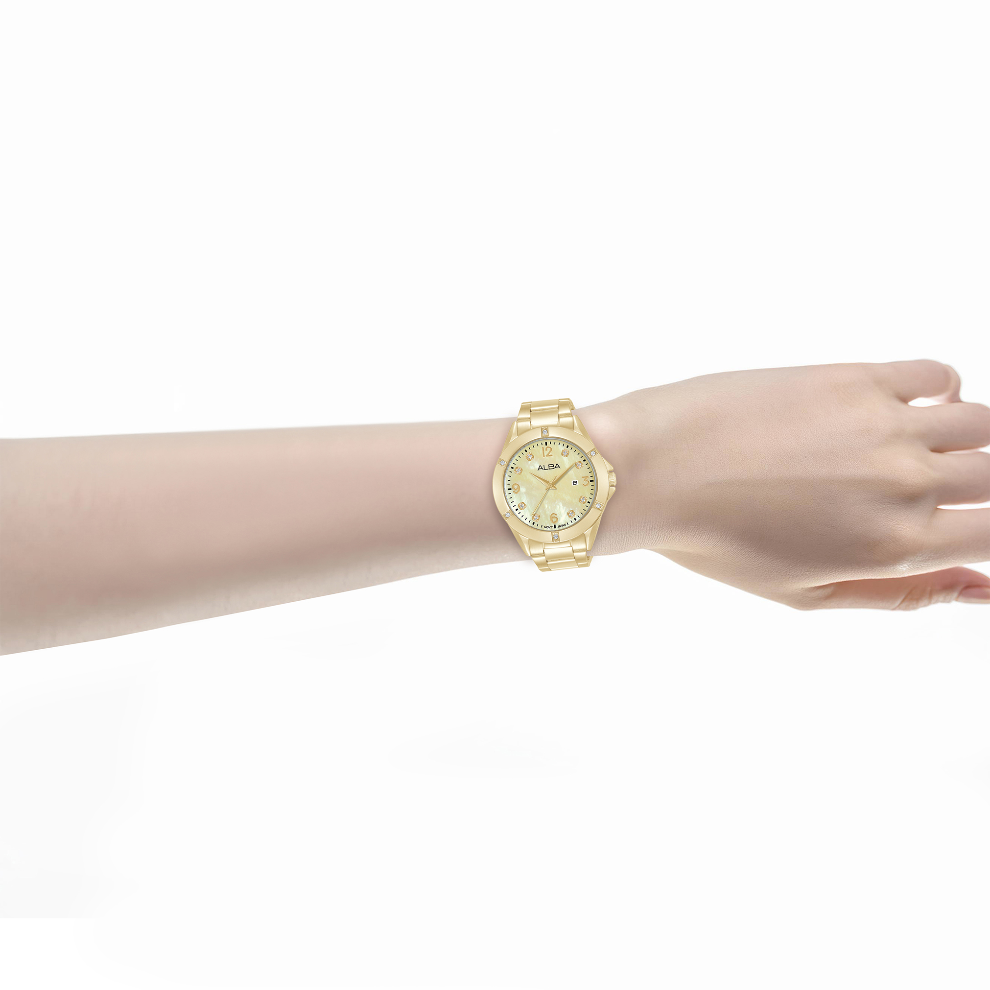 Alba Stainless Steel Women Analog Wristwatch Ah7Bv6X1, Rose Gold Dial, Rose Gold Band