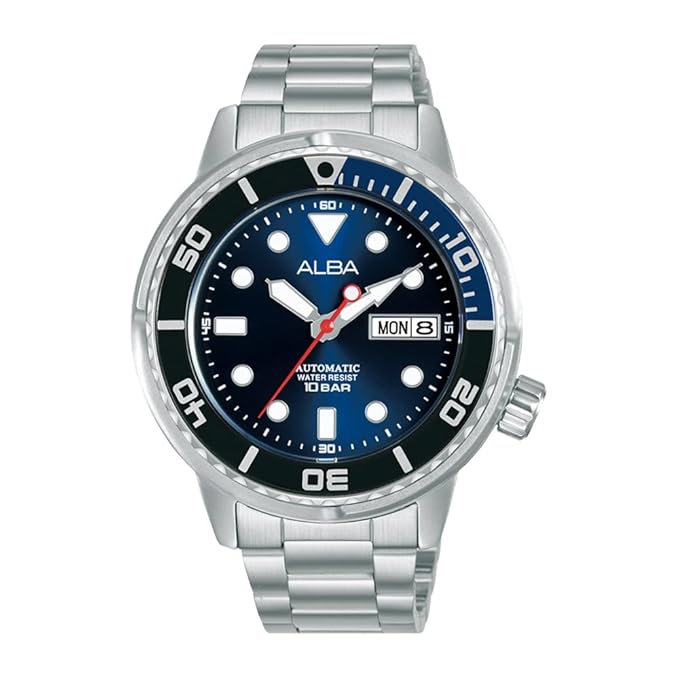 Alba Stainless Steel Men's Analog Wristwatch Al4245X1, Dial Color-Blue, Band Color-Silver