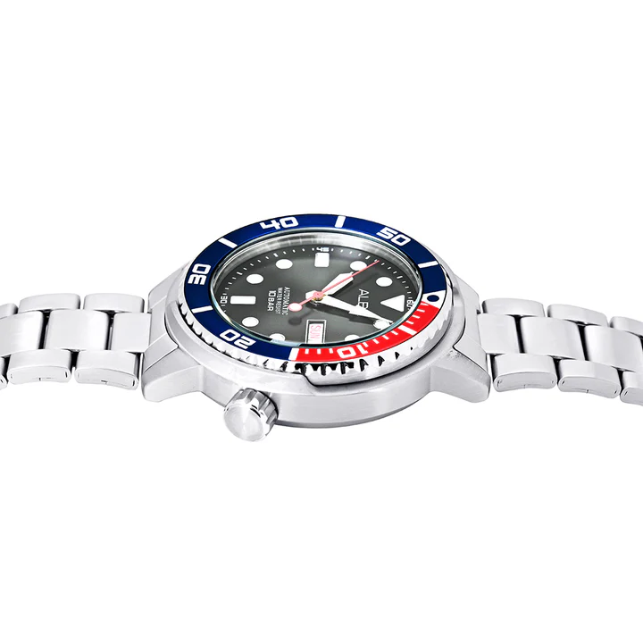 Alba Stainless Steel Men's Analog Wristwatch Al4247X1, Band Color:Silver, Dial_Black