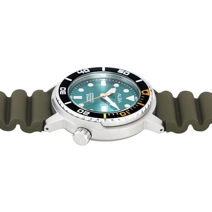 Alba Silicone Men Analog Wristwatch Al4249X1, Green Dial, Green Band