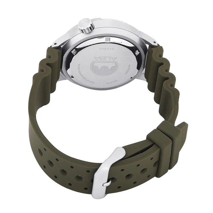 Alba Silicone Men Analog Wristwatch Al4249X1, Green Dial, Green Band