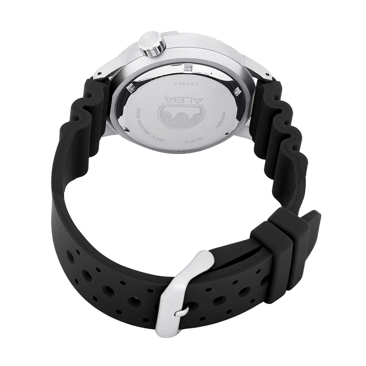 Alba Silicone Men Analog Wristwatch Al4250X1, Black Dial, Black Band