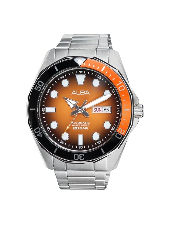 Alba Men's Orange-Black Gradation Dial Automatic Watch