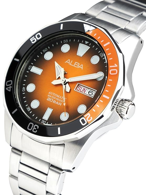 Alba Men's Orange-Black Gradation Dial Automatic Watch