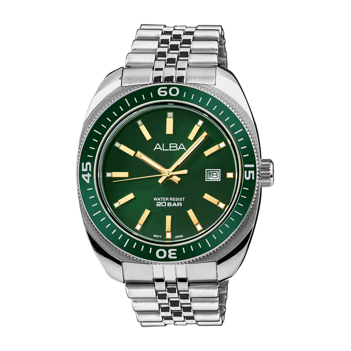 Alba Emerald Green Dial Quartz Watch AS9T77X1, Men's Sporty Timepiece