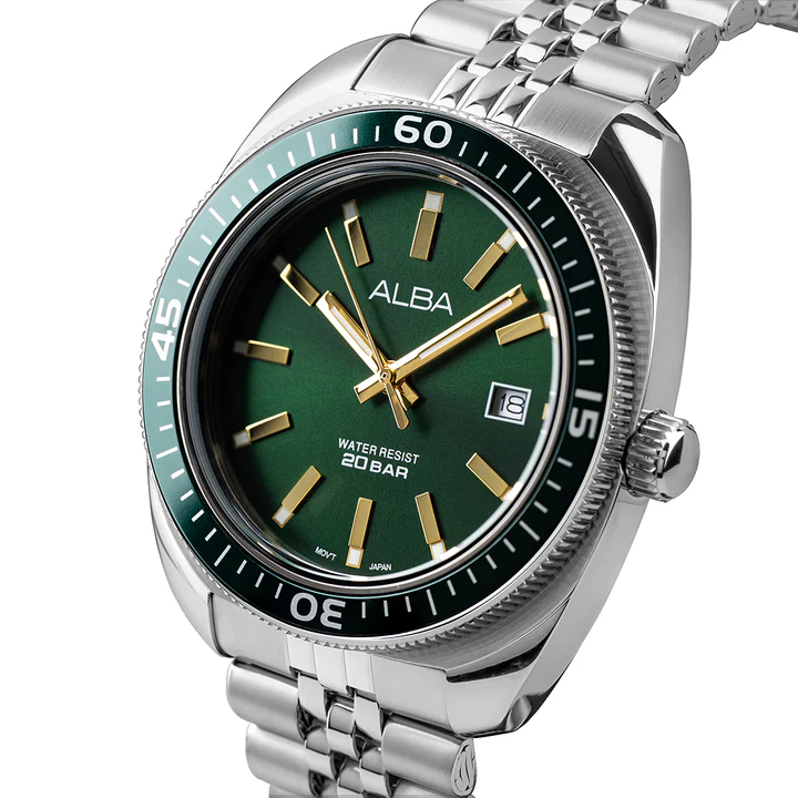 Alba Emerald Green Dial Quartz Watch AS9T77X1, Men's Sporty Timepiece