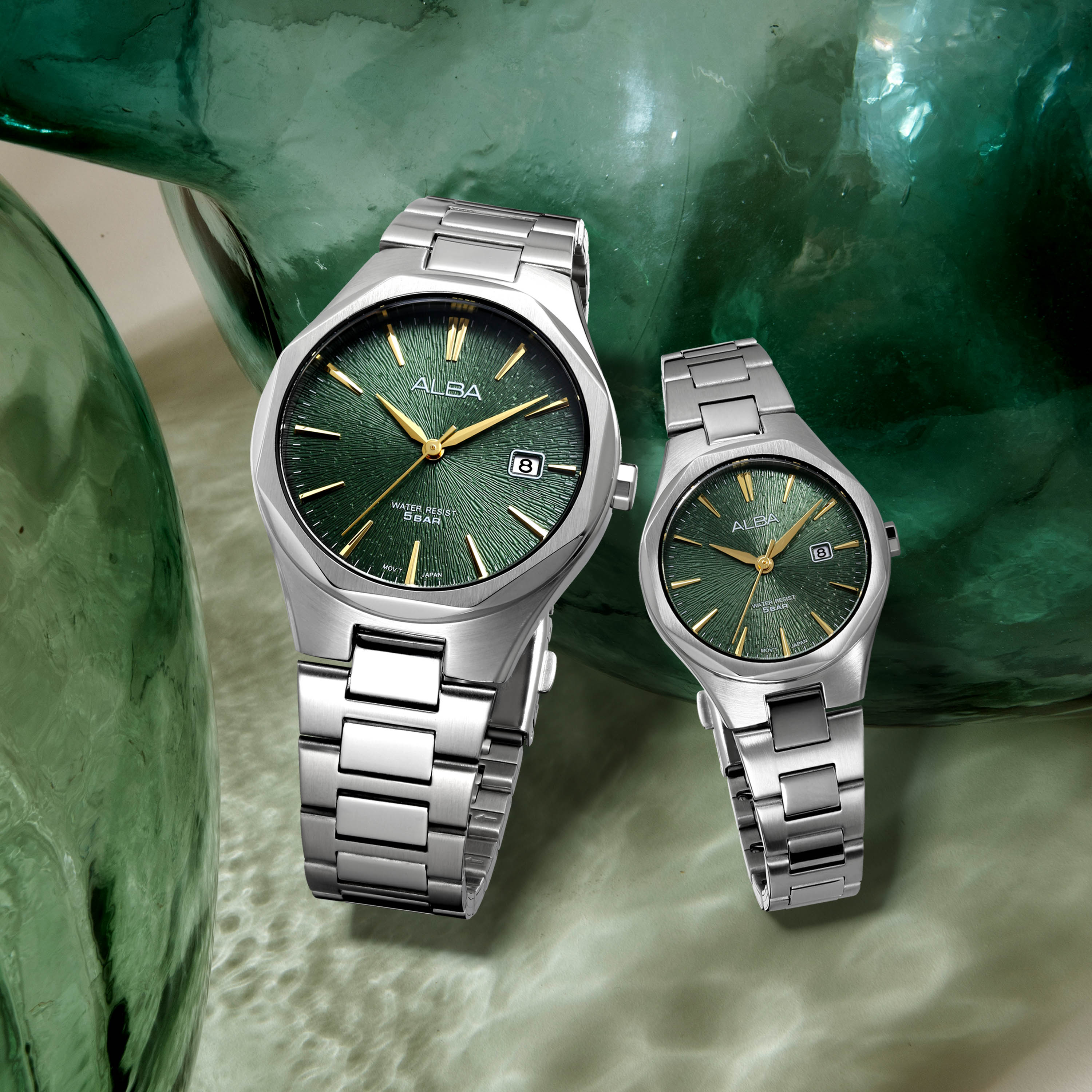 ALBA Pine Green Dial Watch AS9U55X1, Men's Sporty Timepiece