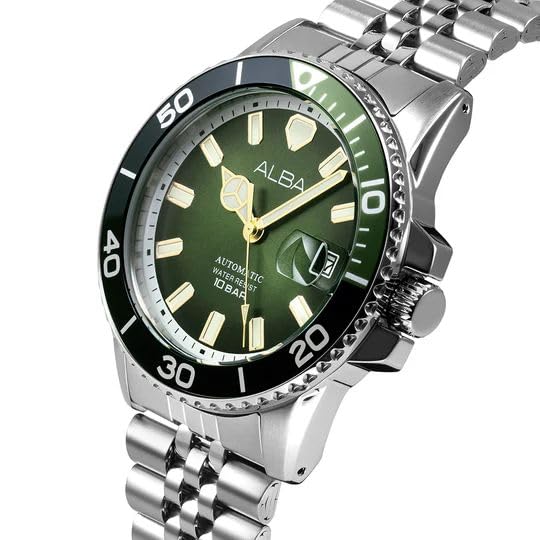 Alba AU4047X1 Dark Olive Dial Watch, Men's Sporty Timepiece