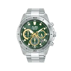 Alba Men's Green Dial Solar Chronograph Watch