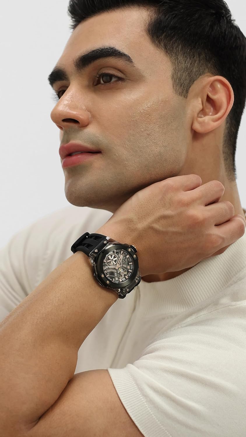 Police Rock Rebel Automatic Gun Round Dial Men's Watch | Silicone Strap Material | Watches for Men Analog