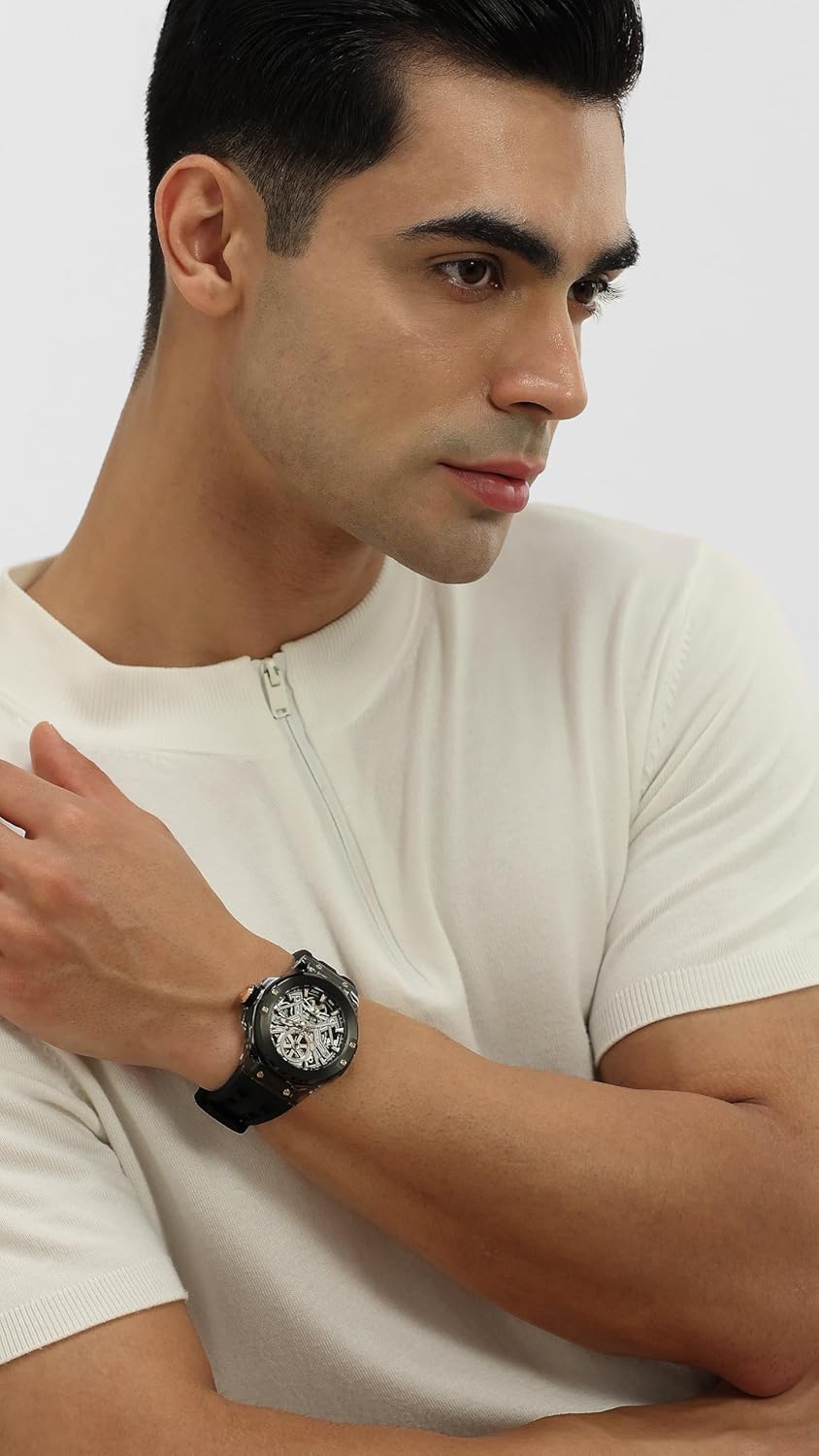 Police Rock Rebel Automatic Gun Round Dial Men's Watch | Silicone Strap Material | Watches for Men Analog
