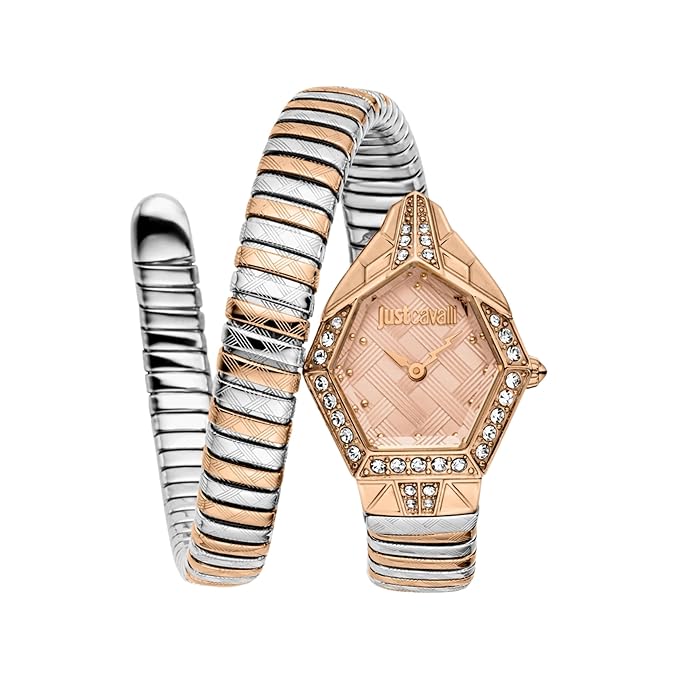 Just Cavalli Signature Snake Womens Stainless Steel Rose Gold Color Watch