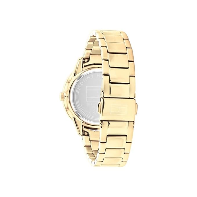Tommy Hilfiger Women White Dial Analog Watch Quartz Analog with White Dial Gold Stainless Steel Strap Watch for Women