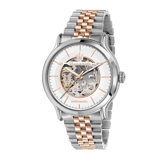 Maserati Stainless Steel Classic Skeleton Men's Analogue Watch , Dial-Color:Multicolor, Band Color:Two-Tone