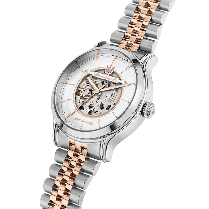 Maserati Stainless Steel Classic Skeleton Men's Analogue Watch , Dial-Color:Multicolor, Band Color:Two-Tone