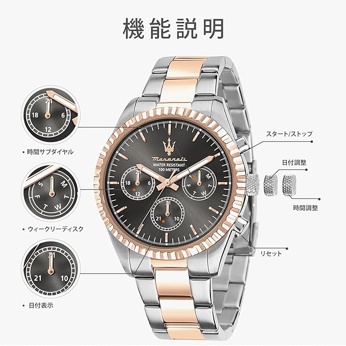 Maserati Competizione Day-Date Analog Black Dial Colormen Watch