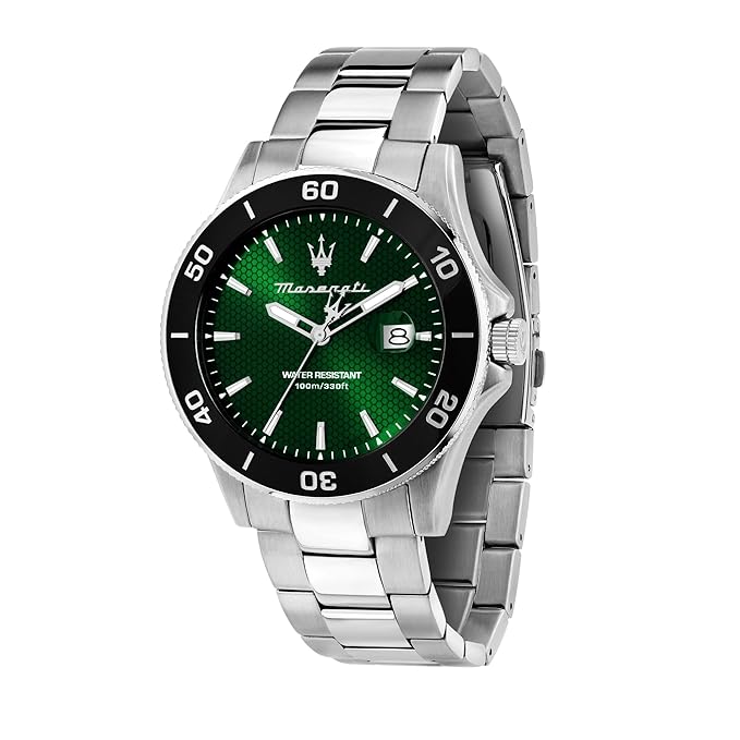 Maserati Lifestyle Date Analog Dial Color Green Stainless Steel Watches For Men