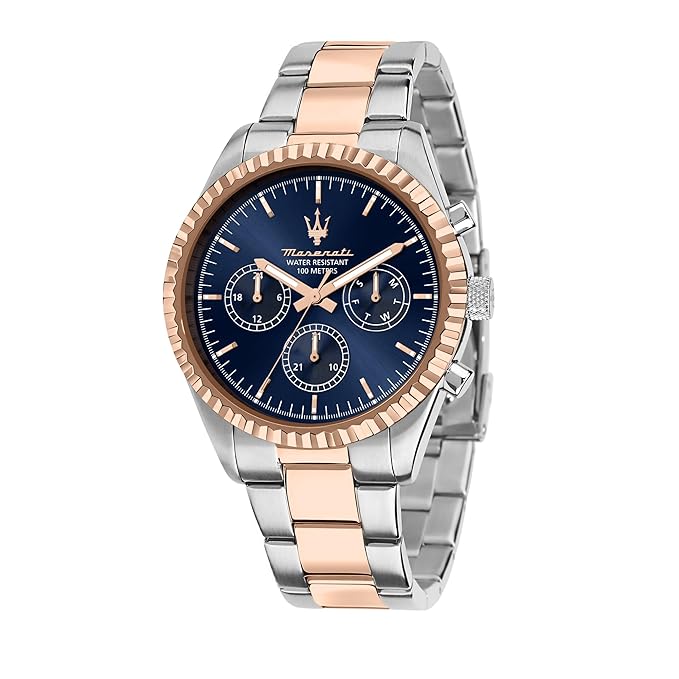 Maserati Stainless Steel Men's Competition Blue Dial Multicolor Analogue Watch