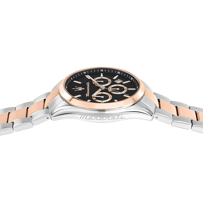 Maserati Stainless Steel Classic Chronograph|Date|Small Seconds Analog Dial Color Black Men Watch , Multi-Color Band