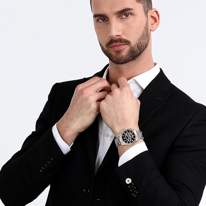 Maserati Stainless Steel Classic Chronograph|Date|Small Seconds Analog Dial Color Black Men Watch , Multi-Color Band