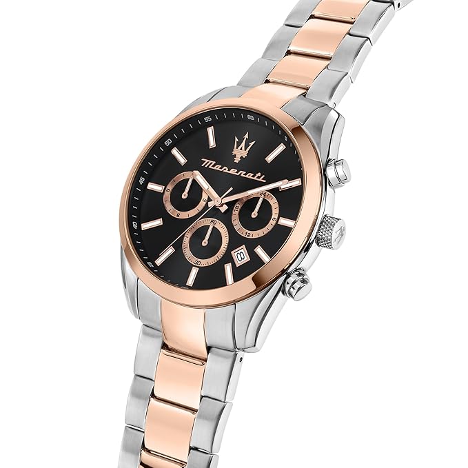Maserati Stainless Steel Classic Chronograph|Date|Small Seconds Analog Dial Color Black Men Watch , Multi-Color Band