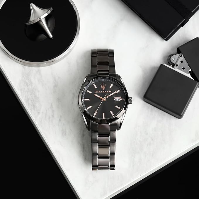 Maserati Stainless Steel Classic Date Analog Dial Color Black Men Watch
