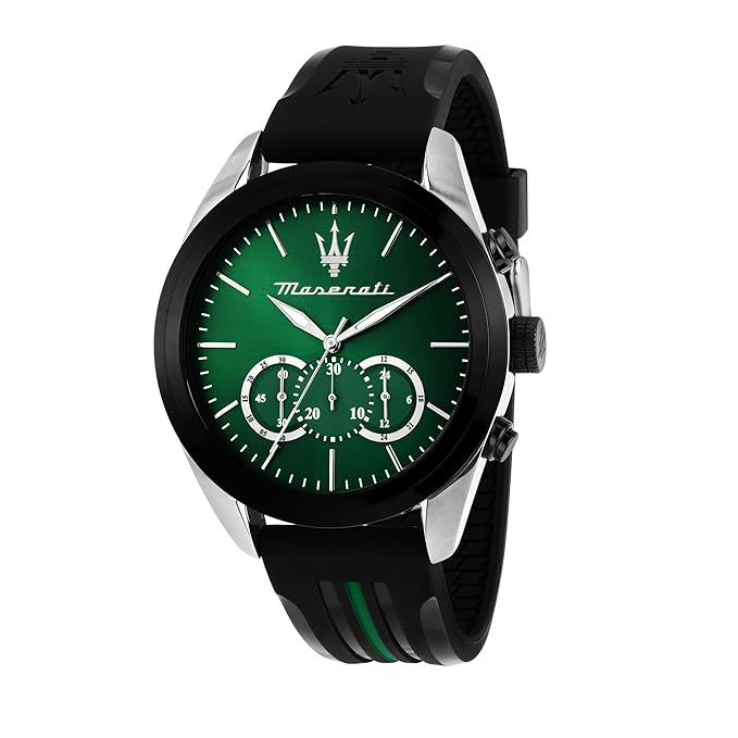 Maserati Stainless Steel Sport Chronograph Small Seconds Analog Dial Color Green Watches For Men
