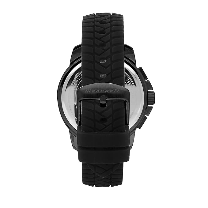 Maserati Lifestyle Men's Luxury Watch, Stainless Steel Case, Quartz Movement, Silicone Strap, 50M Water Resistant Timepiece, Black Dial, 2 Years Warranty