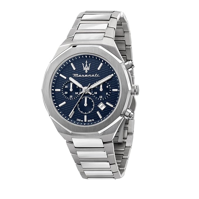 Maserati Stainless Steel Stile Chronograph|Date Analog Dial Color Blue Men Watch