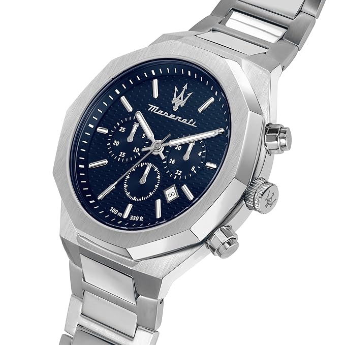 Maserati Stainless Steel Stile Chronograph|Date Analog Dial Color Blue Men Watch