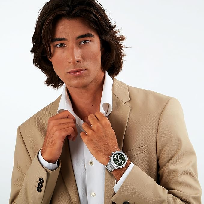 Maserati Design Men's Luxury Watch, Stainless Steel Case, Quartz Movement, Stainless Steel Strap, 30M Water Resistant Timepiece, Green Dial, 2 Years Warranty