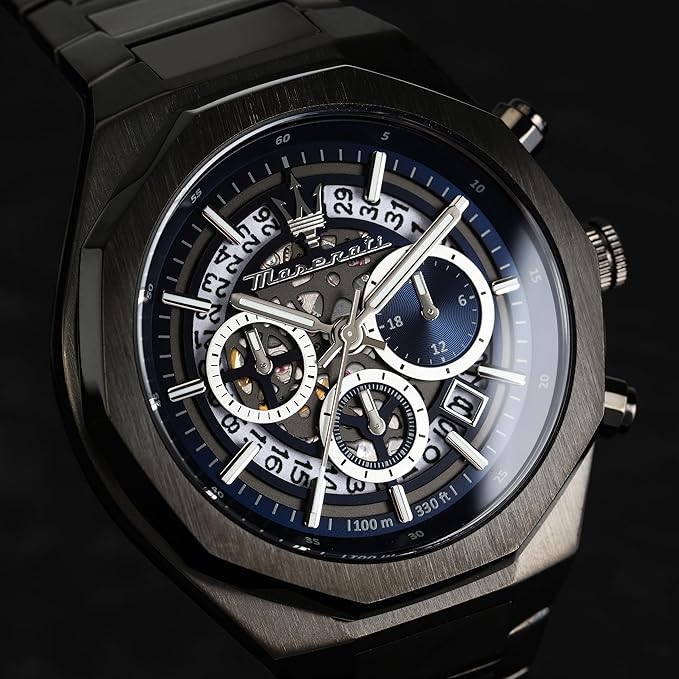 Maserati Stainless Steel Design Date Chronograph Analog Dial Color Skeleton Men Watch