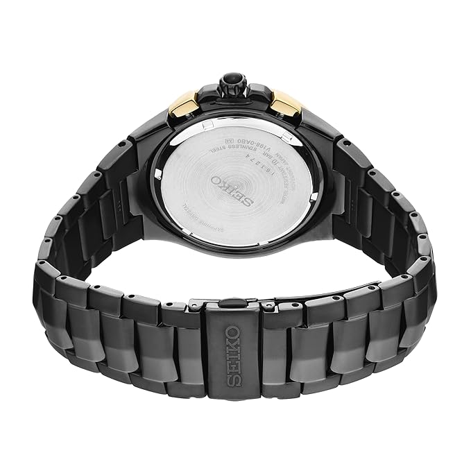Seiko Analog Black Dial Men's Watch-SSC573P1 Stainless Steel, Black Strap