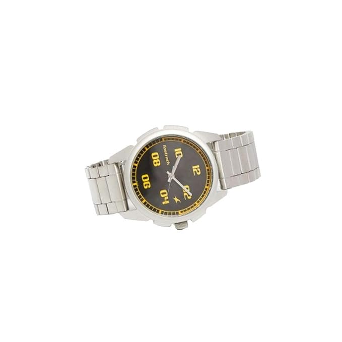 Fastrack Quartz Analog Black Dial Stainless Steel Strap Watch for Guys