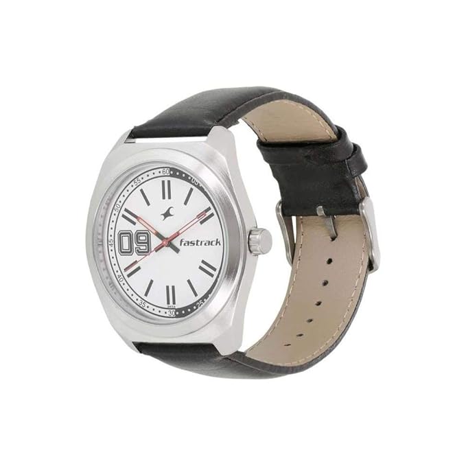 Fastrack Varsity Quartz Analog White Dial Leather Strap Watch for Guys