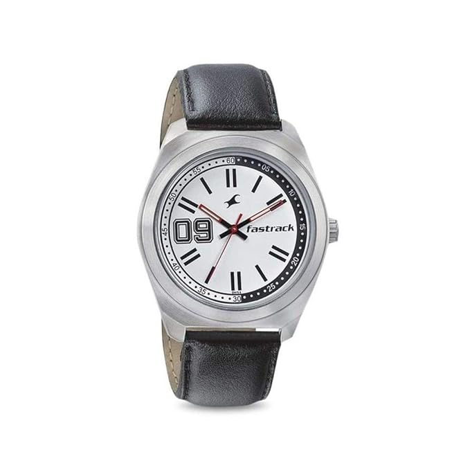 Fastrack Varsity Quartz Analog White Dial Leather Strap Watch for Guys
