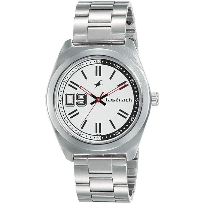 Fastrack Varsity Quartz Analog White Dial Stainless Steel Strap Watch for Guys