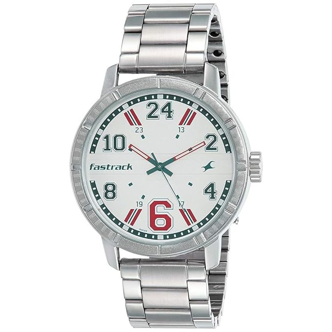 Fastrack Varsity Quartz Analog White Dial Stainless Steel Strap Watch for Guys