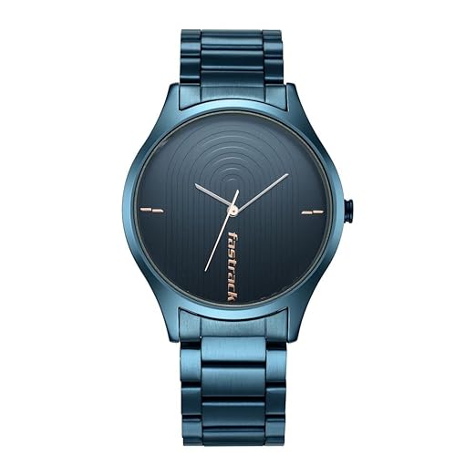 Fastrack Style Up Quartz Analog Blue Dial Blue Stainless Steel Strap Watch for Guys