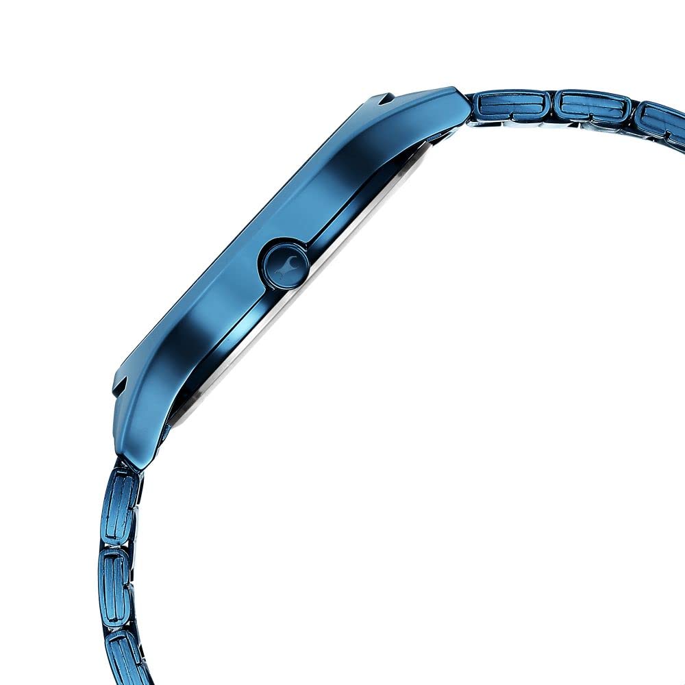 Fastrack Style Up Quartz Analog Blue Dial Blue Stainless Steel Strap Watch for Guys
