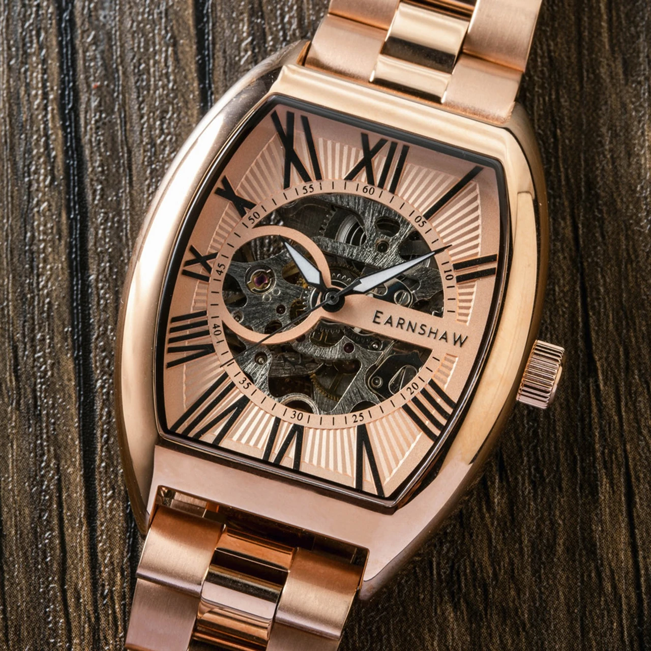 EARNSHAW Beauchamp Automatic Skeleton Tonneau Dial Watch for Men