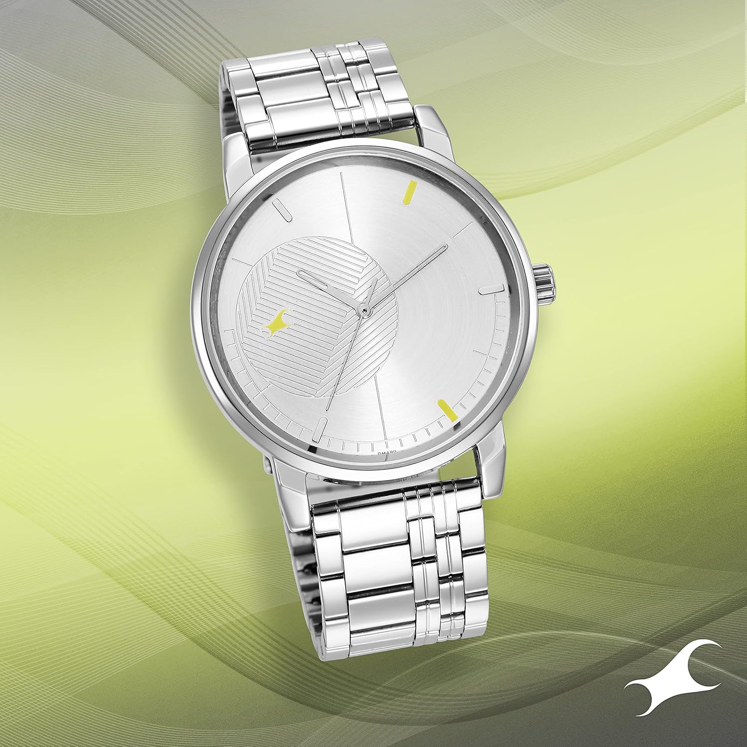 Fastrack Stunners Quartz Analog Silver Dial Silver Metal Strap Watch for Guys