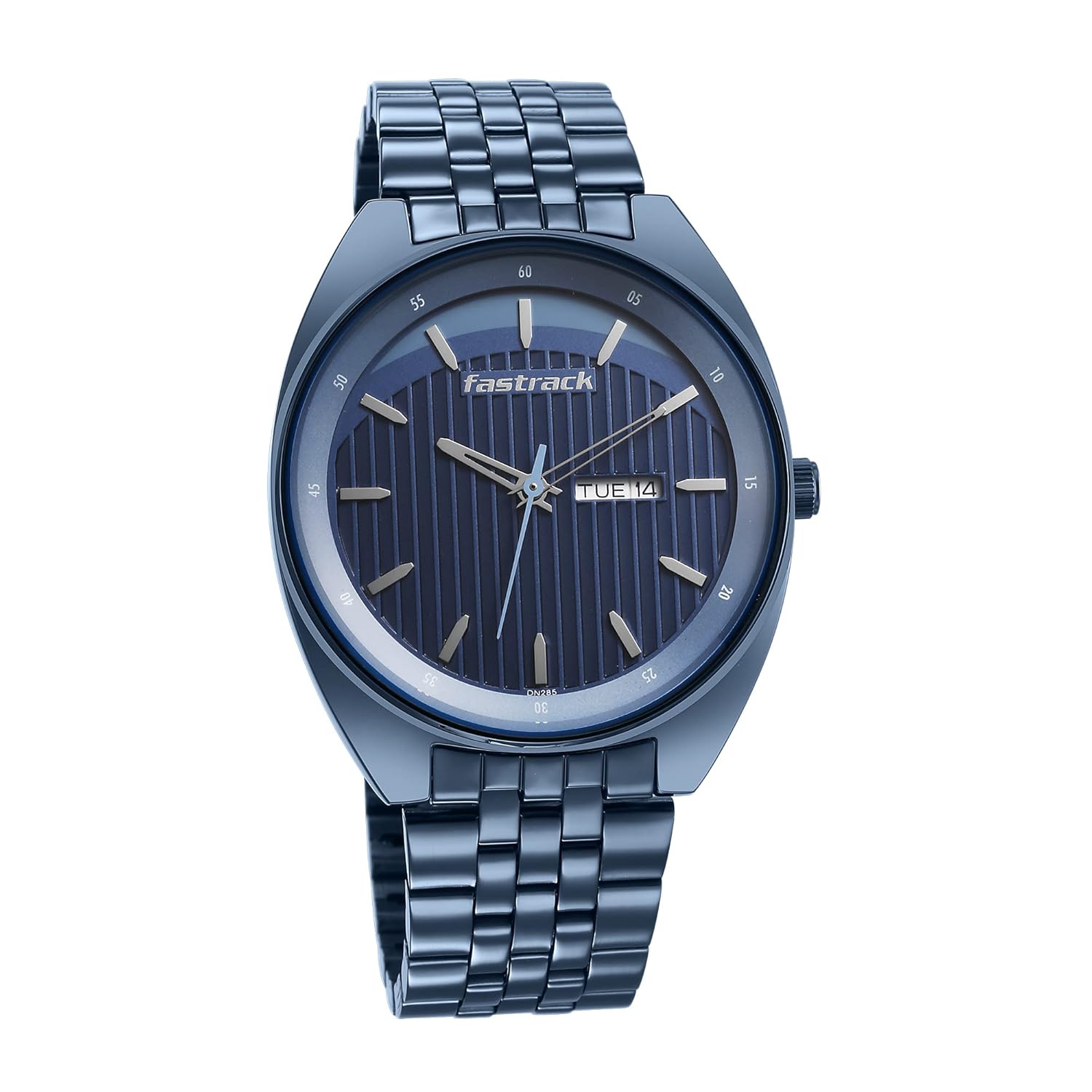 Fastrack Snob X Quartz Analog with Day and Date Blue Dial Blue Metal Strap Watch for Guys