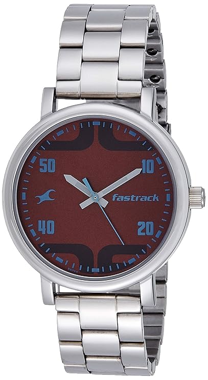 Fastrack Bold Quartz Analog Brown Dial Stainless Steel Strap Watch for Guys